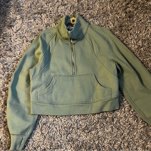 lululemon athletica Tops - Lululemon oversized scuba half zip palm court and gold zipper xs/s